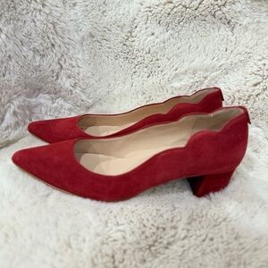 Kate Spade Shelby Red Suede Petal
Pointed Toe Block Heels Size 7.5